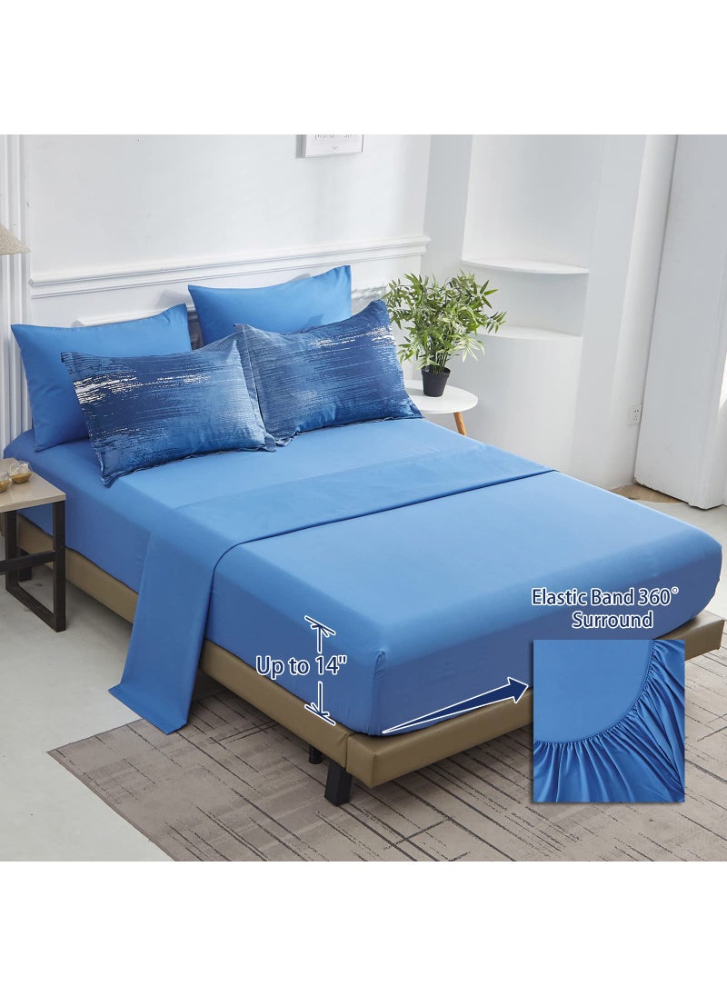 Dinjoy Dinjoy Ombre Blue Comforter Set Twin Size Reversible Gradient Blue Grey Boho Bedding Set for Men Women 7 Pieces Bed in A Bag Bohemian Bed Set with Comforter  Sheets  Pillowcases & Shams  - Image 4