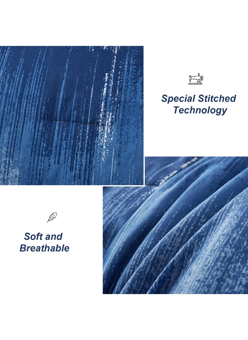 Dinjoy Dinjoy Ombre Blue Comforter Set Twin Size Reversible Gradient Blue Grey Boho Bedding Set for Men Women 7 Pieces Bed in A Bag Bohemian Bed Set with Comforter  Sheets  Pillowcases & Shams  - Image 5
