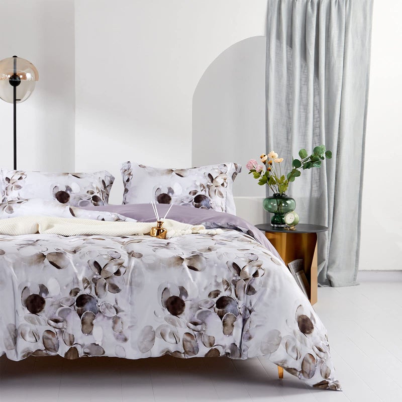 MILDLY MILDLY Duvet Covers Queen Size - 100% Egyptian Cotton Soft & Breathable Cobblestone Watercolor Painting Abstract Comforter Cover Sets 500TC Reversible Unique Design Neutral Bedding Set (No Comforter)