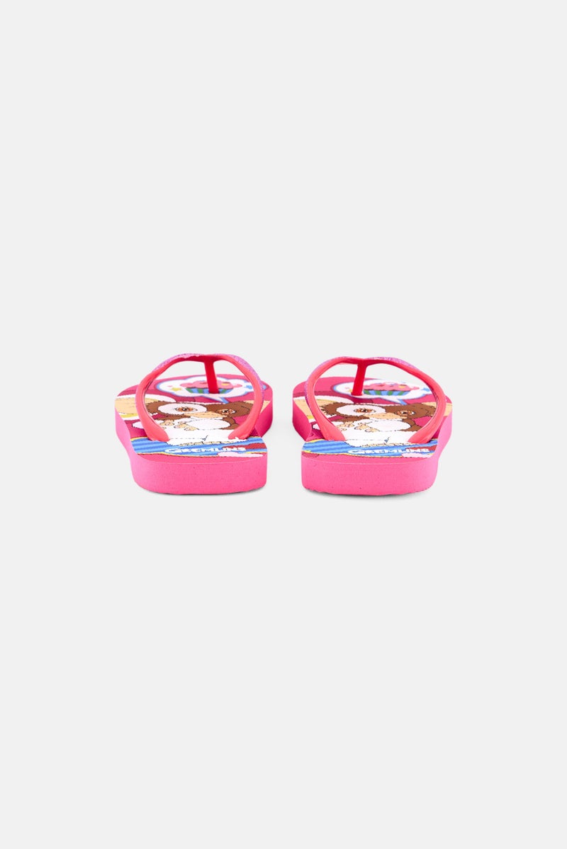 Gremlins Toddlers Girl Graphic Print Slip On Flip Flop, Pink Combo - Image 2