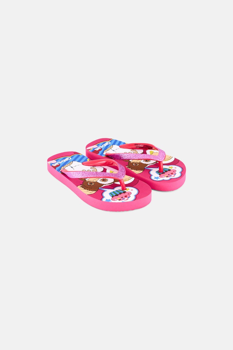 Gremlins Toddlers Girl Graphic Print Slip On Flip Flop, Pink Combo - Image 1