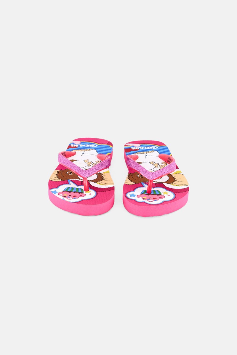 Gremlins Toddlers Girl Graphic Print Slip On Flip Flop, Pink Combo - Image 4