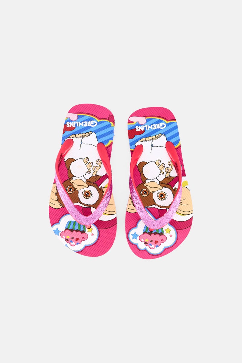 Gremlins Toddlers Girl Graphic Print Slip On Flip Flop, Pink Combo - Image 3