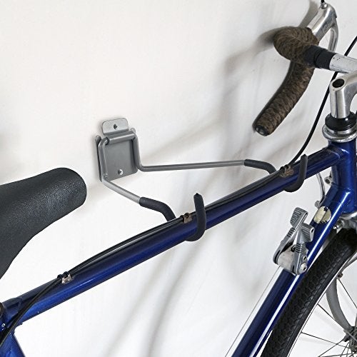 Stalwart Bike Wall Mount - EVA Foam Padded Bicycle Hooks with 50lb Capacity - Flip-Up Garage Bicycle Rack for Mountain, Road, and Kids Bikes by Rad Sportz, Silver, Black - Image 2