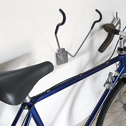 Stalwart Bike Wall Mount - EVA Foam Padded Bicycle Hooks with 50lb Capacity - Flip-Up Garage Bicycle Rack for Mountain, Road, and Kids Bikes by Rad Sportz, Silver, Black - Image 3
