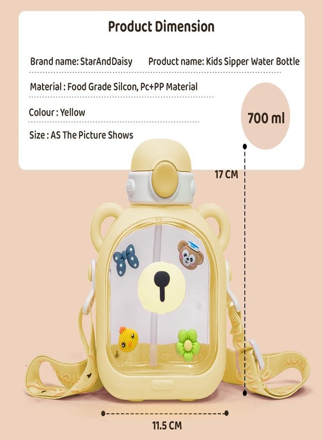 StarAndDaisy Water Bottle for Kids, Sipper with Straw, Sipper Bottle for Kids With Leak-Proof Locking Flip Lid and Soft Touch Carry Loop with Removable Strainer for Girls & Boys.700ml - Image 5