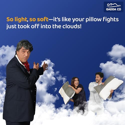 GADDA CO Hollow Fiber Sleeping Pillow with Zip | Set of 2 | Soft and Fluffy Bed Pillows | White & Grey | Regular Size 24 x 16 Inches | 6 Months Warranty | Microfiber Fill | Comfortable & Durable - Image 3