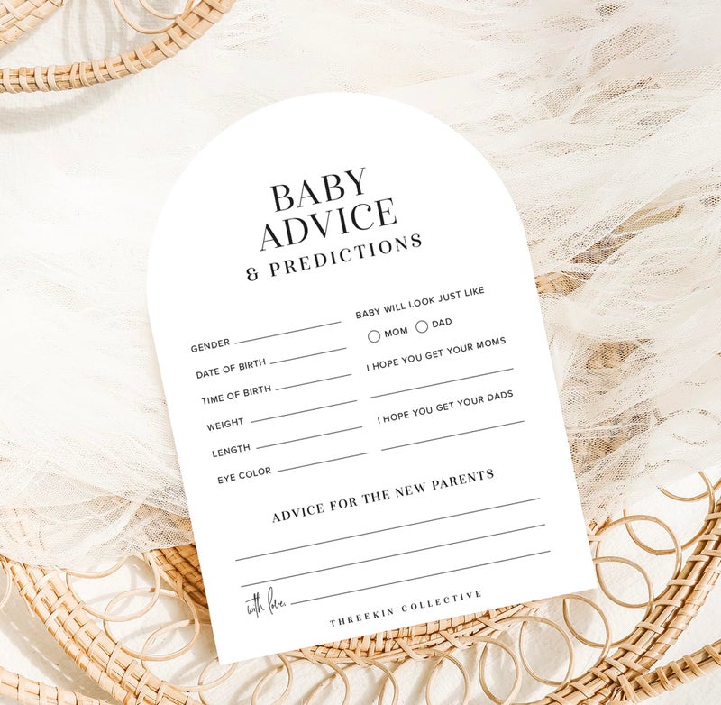 ThreeKin Collective Baby Shower Games Cards - 50 Baby Predictions and Advice Cards | 5x7 Inch Tall | Fun Gender Reveal Games for Boys & Girls | Perfect Baby Shower Game Set, US Owned Business - Image 3