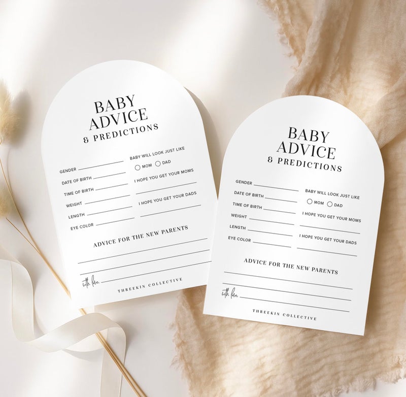 ThreeKin Collective Baby Shower Games Cards - 50 Baby Predictions and Advice Cards | 5x7 Inch Tall | Fun Gender Reveal Games for Boys & Girls | Perfect Baby Shower Game Set, US Owned Business - Image 5