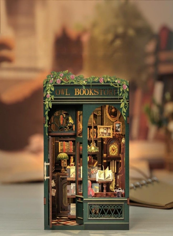 HOMENITY®- Vintage Mini Book Library Desk Decor, 3D Wooden Book Shop Model with LED Light, Handcraft Assembly Set Handmade Home Ornaments Desk Decoration - Image 2