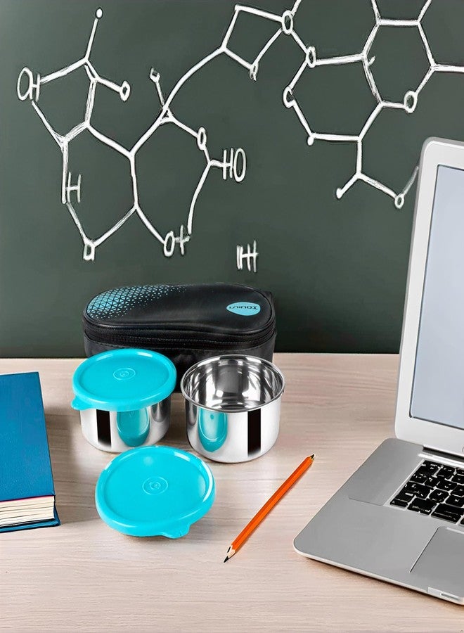 uninox Lazeez Stainless Steel Lunch Box Set of 2 (325 ml Each) with Insulated Fabric Bag | Leak-Proof & Durable Containers for Office, School, Travel | Compact, BPA-Free, Blue - Image 3