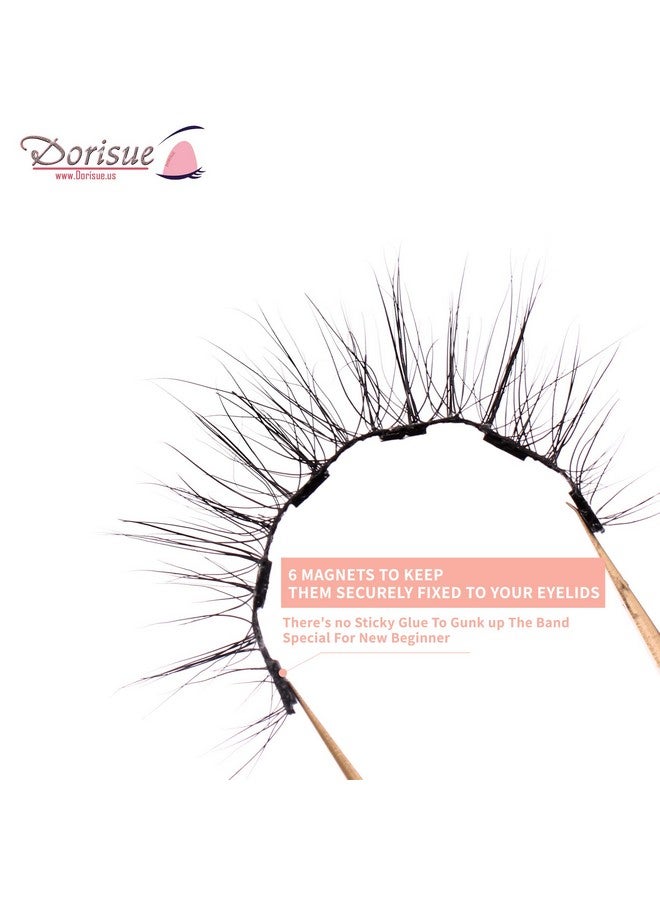 Dorisue Natural Magnetic Lashes Short Magnetic Eyelashes Natural Look Luxe Cat Eyes Natural Medium Long Lashes Flare Style - Image 3