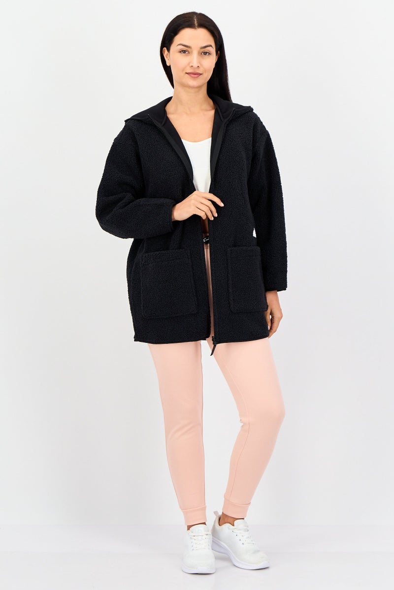 Adidas Women Sportswear Fit Brand Logo Full Zip Outdoor Jacket, Black - Image 4