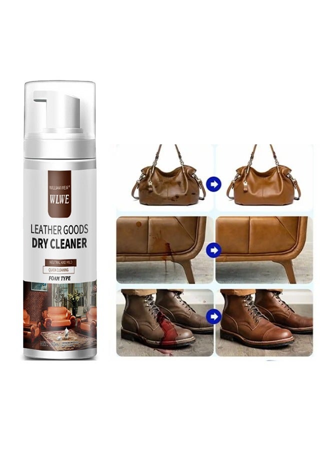 WILLIAM WEIR Leather Goods Dry Cleaner- Foam Cleaner Cleaning Remove Dirt Stain and Grime Suitable for Car Interiors Seats Furniture Couches Sofa Shoes Boots Bags and More 200ml - Image 1