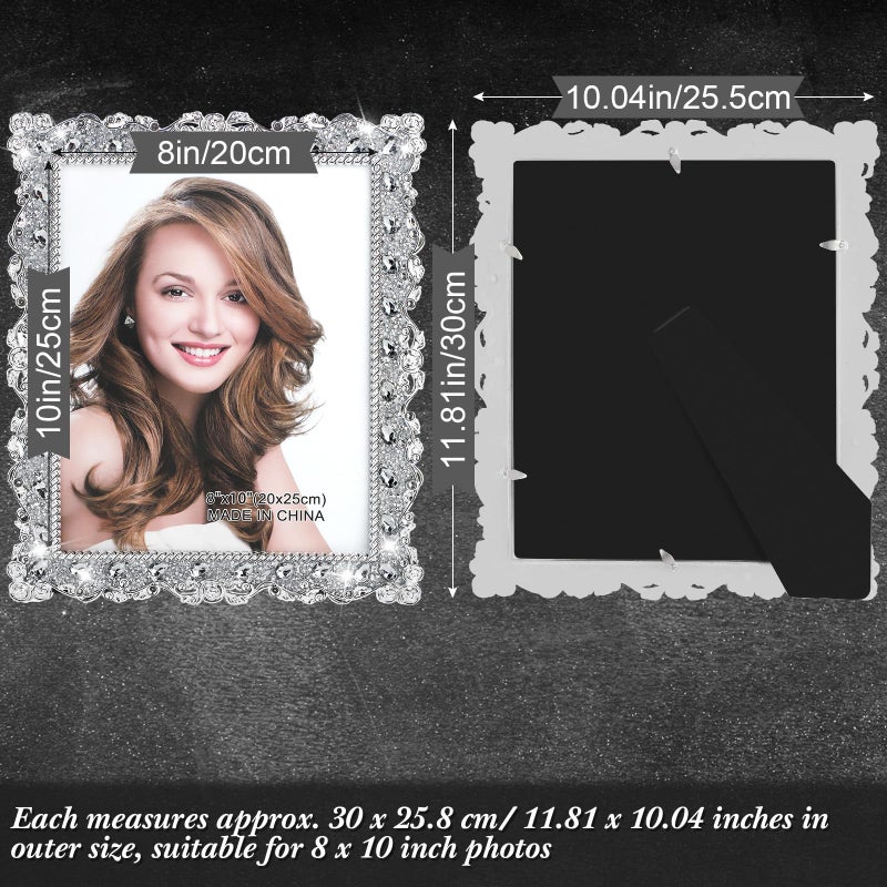 Yookeer 2 Pack 8 x 10 Inch Crystal Picture Frame Resin Wedding Photo Frame Jewel Picture with Rhinestones Photo Gift for Wedding Table Top Desktop Display - Image 3