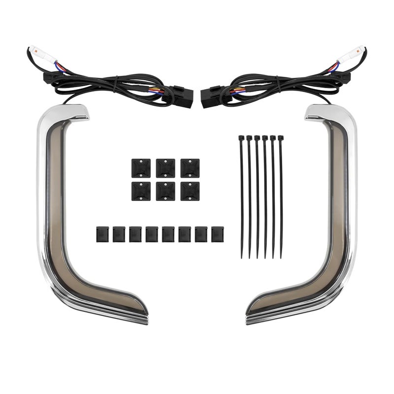 HDBUBALUS Motorcycle Lower Grills Leg Fairing Light LED Turn Signal Running Light Fit For Harley Touring Street Glide Road Glide Electra Glide FLHTK FLTRU 20062013 Chrome Housing - Image 2