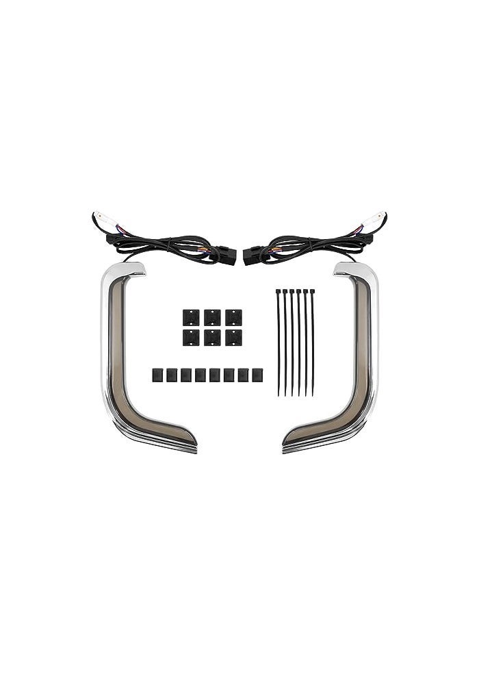 HDBUBALUS Motorcycle Lower Grills Leg Fairing Light LED Turn Signal Running Light Fit For Harley Touring Street Glide Road Glide Electra Glide FLHTK FLTRU 20062013 Chrome Housing - Image 1