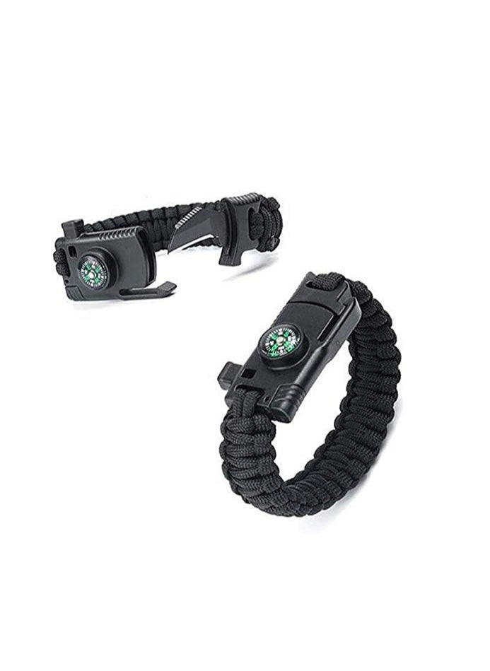 Generic - 5*1 Professional Multi-Purpose Survival Bracelet Includes Compass and Whistle with Fire Starter Stone and Loud Whistle Perfect for Camping, Hiking, Fishing - Image 1