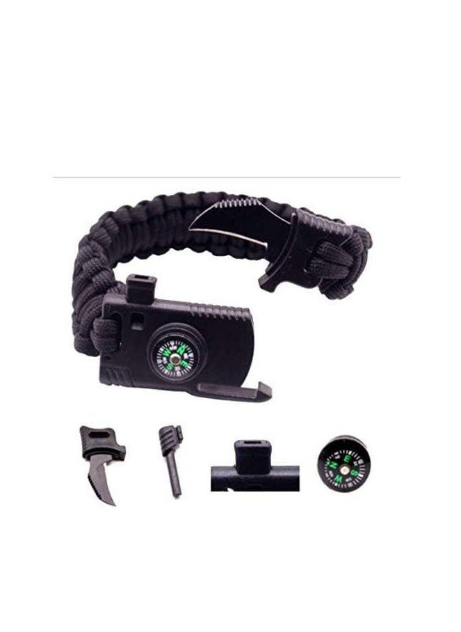Generic - 5*1 Professional Multi-Purpose Survival Bracelet Includes Compass and Whistle with Fire Starter Stone and Loud Whistle Perfect for Camping, Hiking, Fishing - Image 1