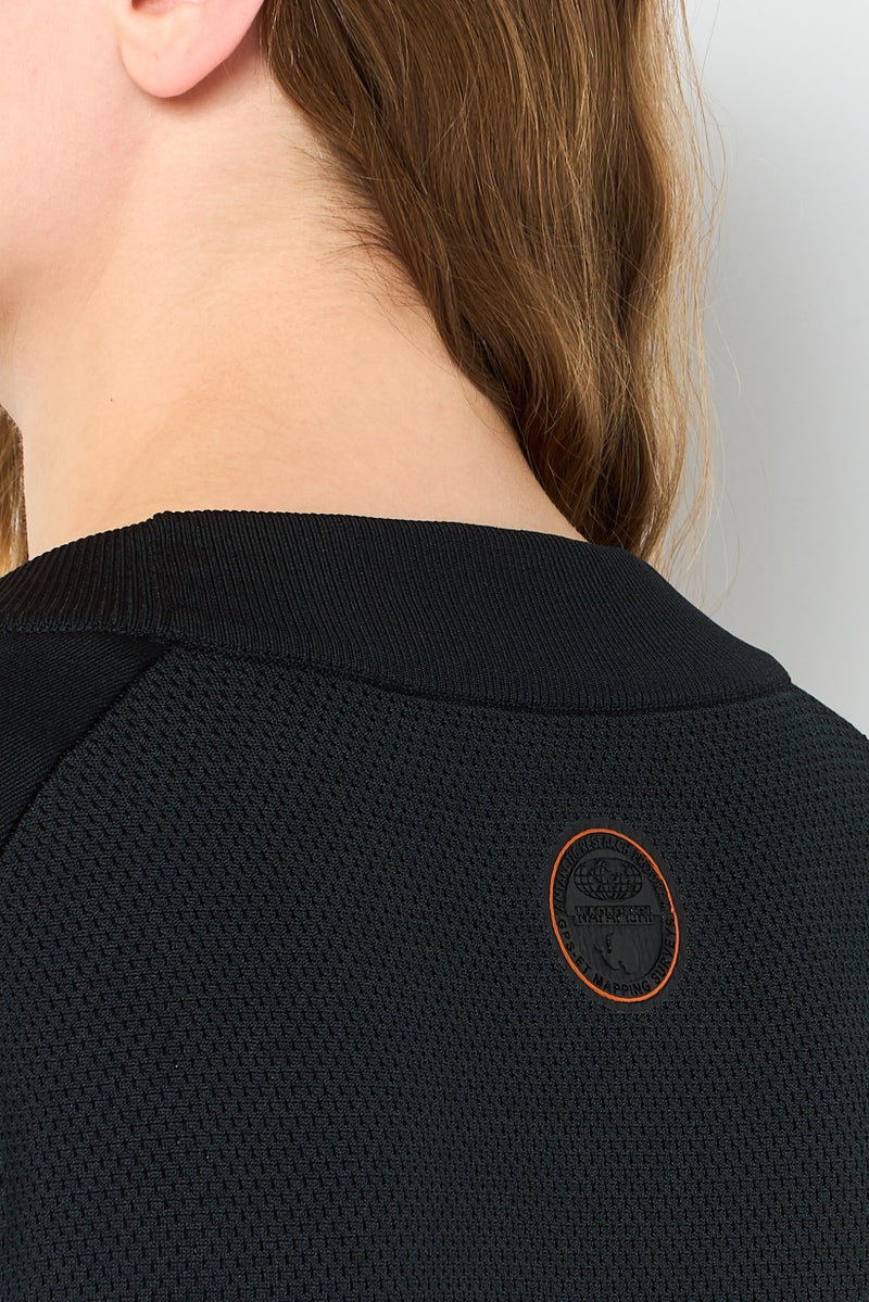 Napapijri Ze Knit By Napapijri Women Crew Neck Long Sleeve Mesh Sweatshirt, Black - Image 3