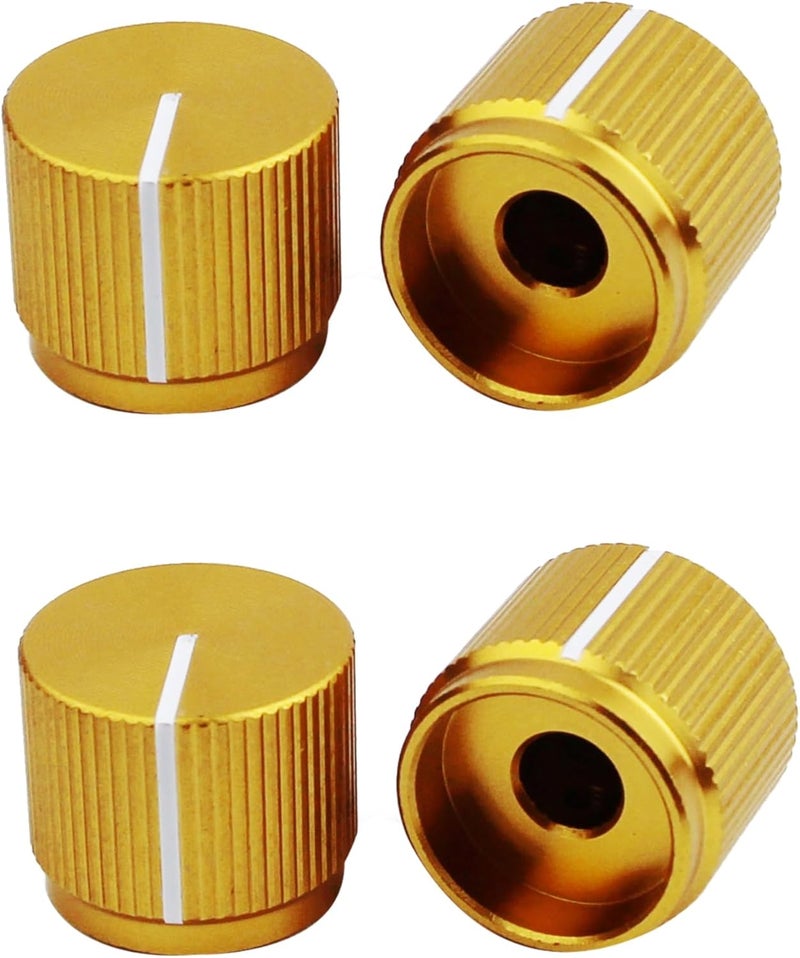 guyker Guitar Aluminum Alloy Flat Top Control Knobs Dia. 6mm(0.24") Shaft Pots - Dome Tuning Potentiometer Knob Replacement Part for Electric Guitar or Precision Bass, 4-Pack Gold - Image 1