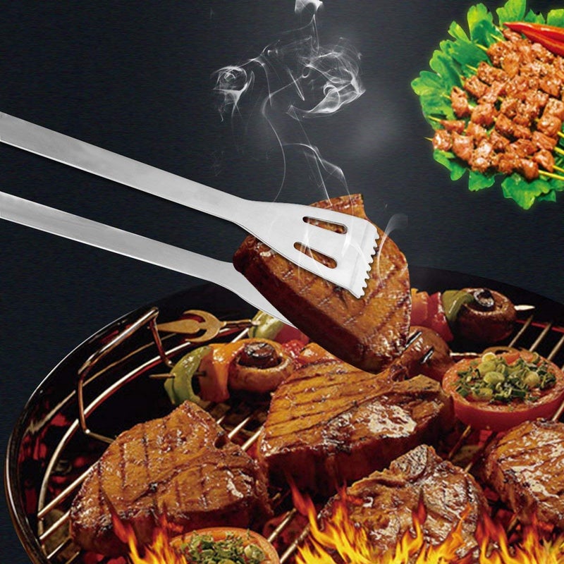 LOMESH Stainless Steel BBQ Grill Tool Set of 5 Pcs Included BBQ Brush Knife ForkShovel with Storage Bag Silver Color - Image 5
