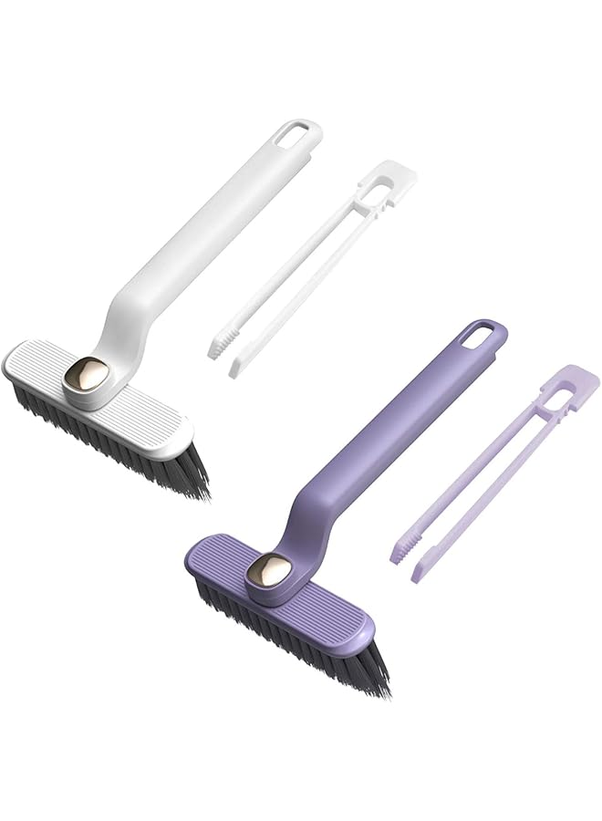 promass Crevice Cleaning Brush, Rotating Hard Bristle Crevice Cleaning Tool Suitable for Household Use, Multifunctional Bathroom Thin Gap Cleaning Brush (2PCS,White/Purple) - Image 1
