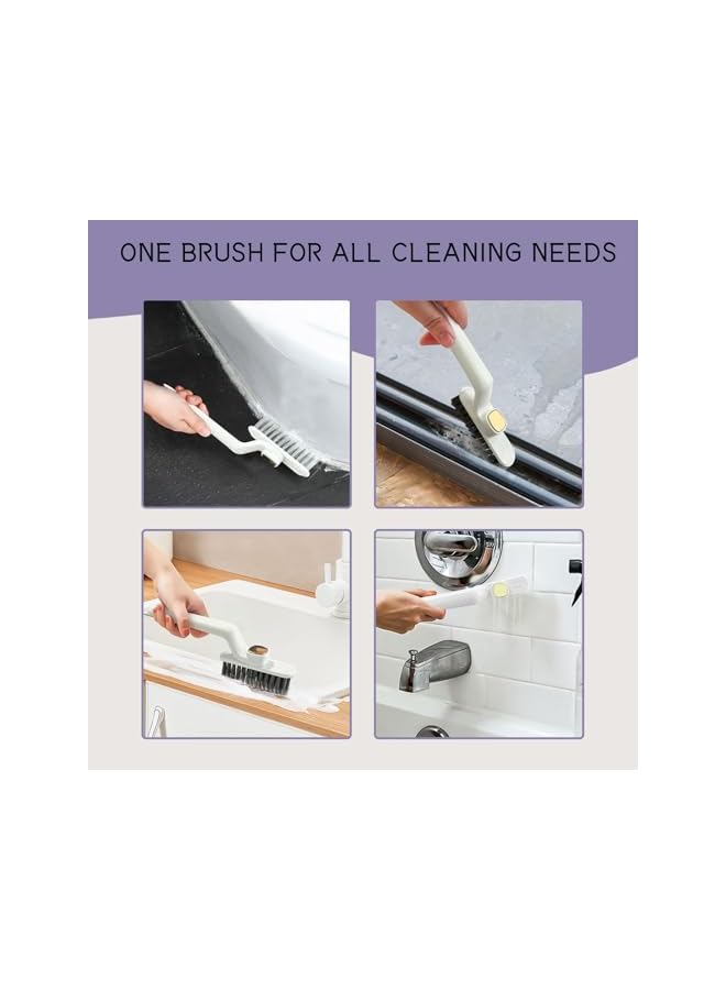 promass Crevice Cleaning Brush, Rotating Hard Bristle Crevice Cleaning Tool Suitable for Household Use, Multifunctional Bathroom Thin Gap Cleaning Brush (2PCS,White/Purple) - Image 3
