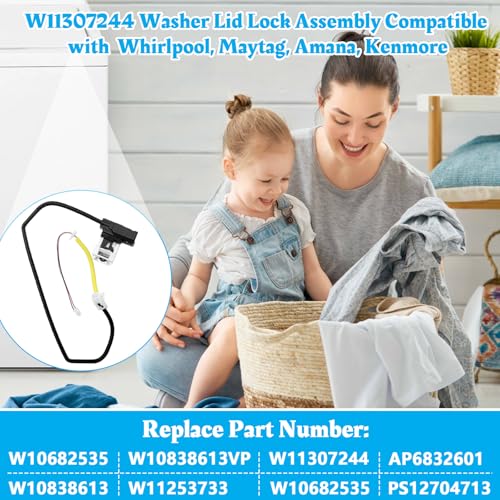Earthtec W11307244 W10682535 Washing Machine Lid Lock Replacement for Whirlpool Maytag Amana Kenmore Series 110 200 500 Roper WTW5000DW1 RTW4516FW2 VAW3584GW1 WTW4816FW2 NTW4516FW3 - Image 4