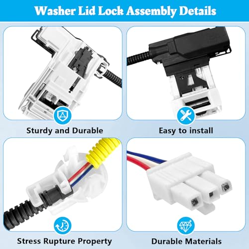 Earthtec W11307244 W10682535 Washing Machine Lid Lock Replacement for Whirlpool Maytag Amana Kenmore Series 110 200 500 Roper WTW5000DW1 RTW4516FW2 VAW3584GW1 WTW4816FW2 NTW4516FW3 - Image 3