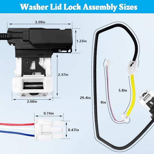 Earthtec W11307244 W10682535 Washing Machine Lid Lock Replacement for Whirlpool Maytag Amana Kenmore Series 110 200 500 Roper WTW5000DW1 RTW4516FW2 VAW3584GW1 WTW4816FW2 NTW4516FW3 - Image 2