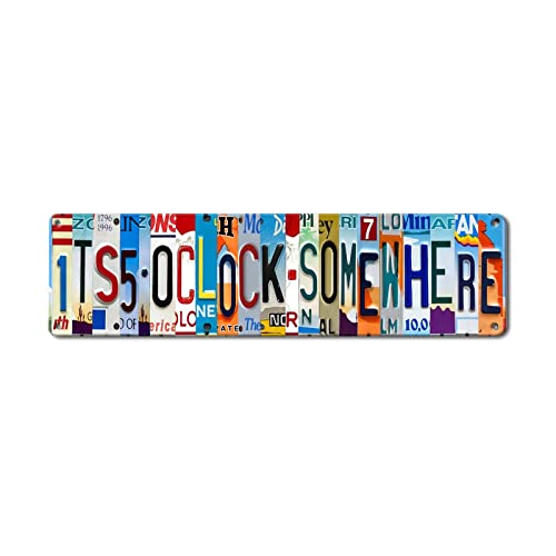 Liukliut Bar Signs For Home Bar Decor Its 5 O'Clock Somewhere Sign Funny Metal Tin Sign Outdoor Bar Accessories Vintage Surfboard Decor Street Signs For Bedroom Bar Wall Decor Garage Decor It'S Five O'Clock - Image 1