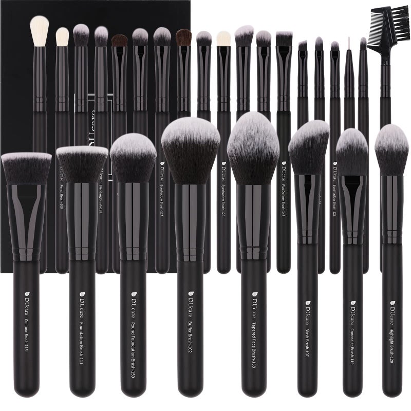 DUcare Professional Makeup Brushes Set 27Pcs Makeup Brush Set Premium Synthetic Kabuki Foundation Blending Face Powder Blush Concealers Eye Shadows Brushes - Image 1