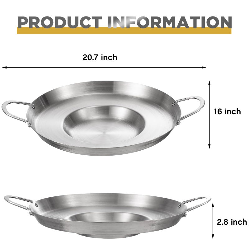 Maxdot 2 Pcs Stainless Steel Comal Frying Bowl Cookware 16 Inch Mexican Style Wok Inoxidable Concave Outdoors Stir Fry Discada Pan for Outside Cooking - Image 2