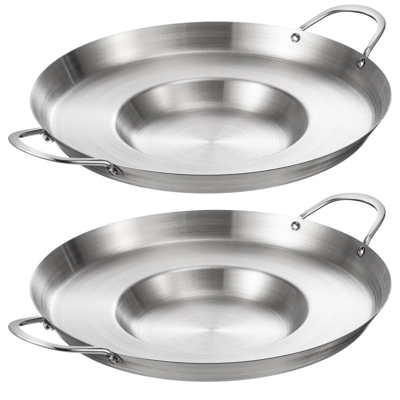 Maxdot 2 Pcs Stainless Steel Comal Frying Bowl Cookware 16 Inch Mexican Style Wok Inoxidable Concave Outdoors Stir Fry Discada Pan for Outside Cooking - Image 1