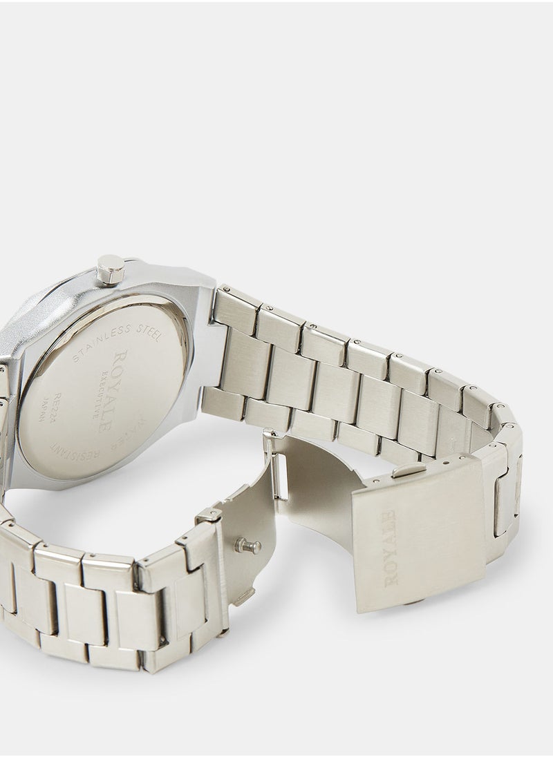 Royale Mega Round Shape Analog Wrist Watch RE224F - 40mm - Silver  - Image 4