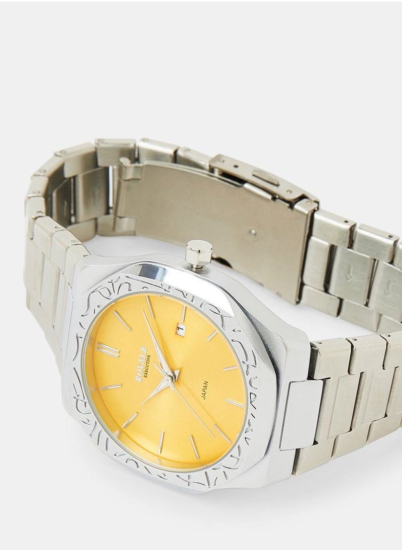 Royale Mega Round Shape Analog Wrist Watch RE224F - 40mm - Silver  - Image 3