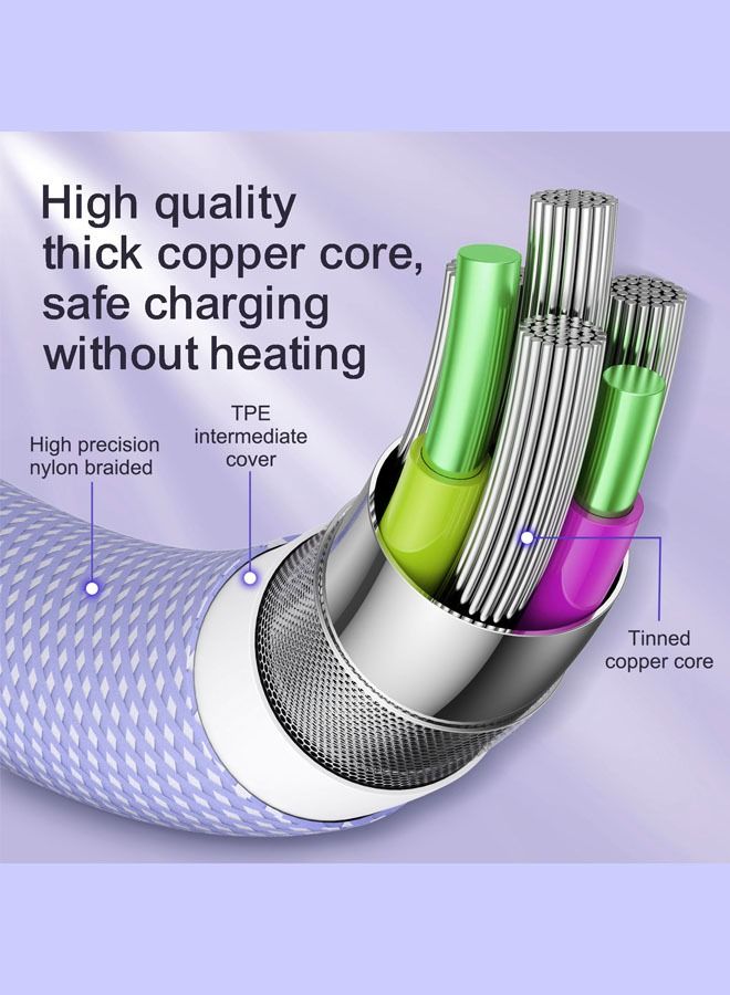 Connected FAST3 USB-A To USB-C Braided Charging Cable 1.2m (Purple) - Image 3