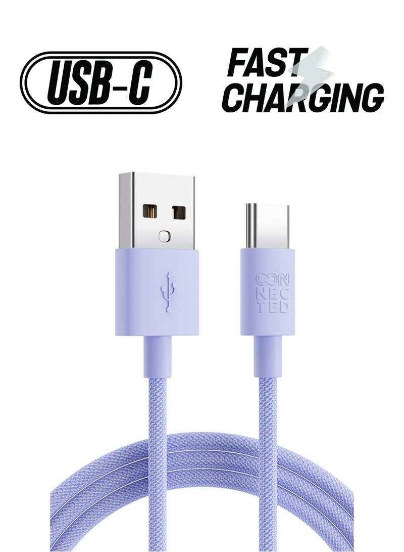 Connected FAST3 USB-A To USB-C Braided Charging Cable 1.2m (Purple) - Image 1