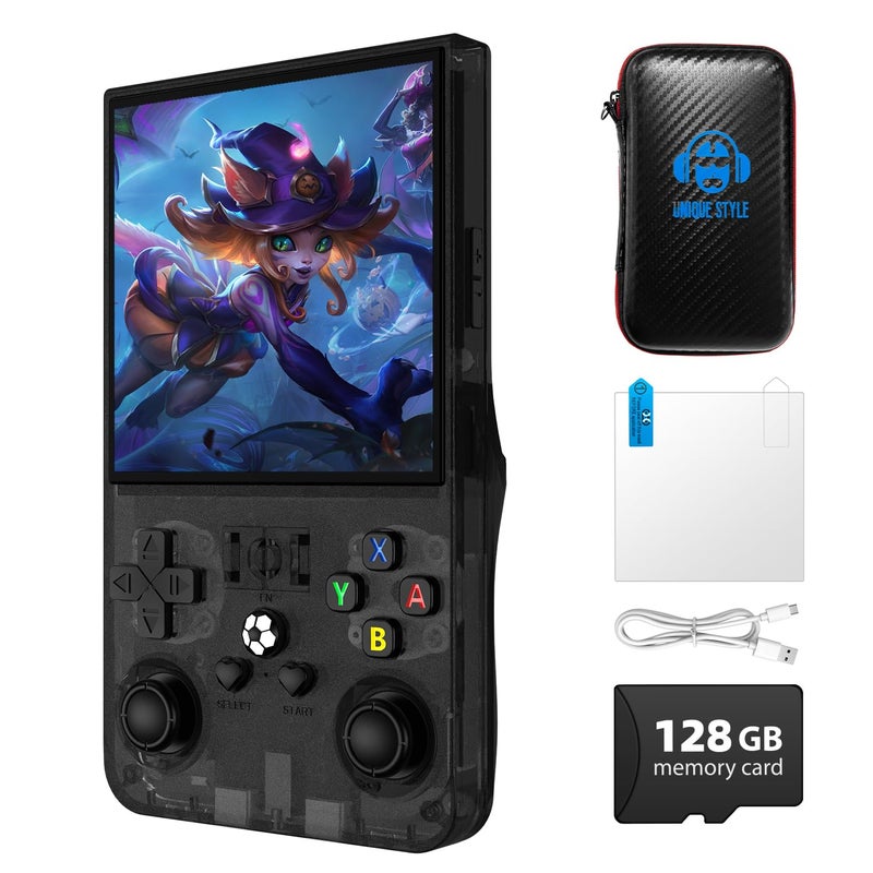 AQHH R36Max Retro Game Console  4.0 Inch Retro Gaming Console With 128Gb Memory  Video Game Consoles With 4000Mah Battery And 30+ Emulators  Ink Black - Image 1