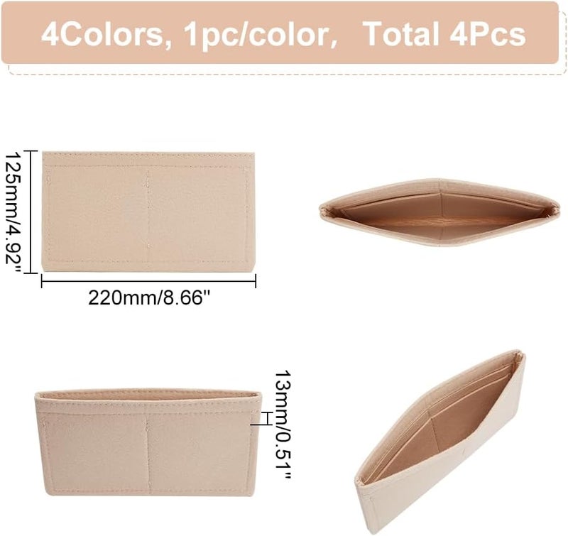 klarako 4 Colors Felt Purse Organizer Insert, Small Handbag Shaper Liner Mini Envelope Inside Storage Bag Liner Rectangle Clutch Bag Multi Pochette for Tote Liner Pouch, 4.92x8.66 Inch - Image 2