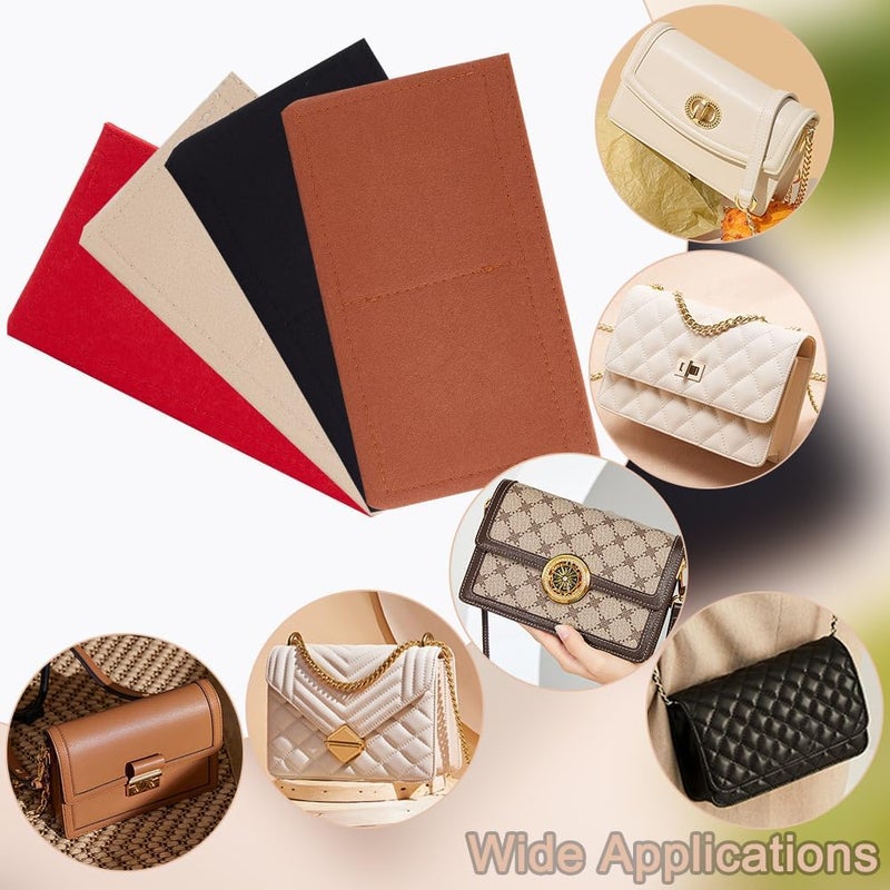 klarako 4 Colors Felt Purse Organizer Insert, Small Handbag Shaper Liner Mini Envelope Inside Storage Bag Liner Rectangle Clutch Bag Multi Pochette for Tote Liner Pouch, 4.92x8.66 Inch - Image 5