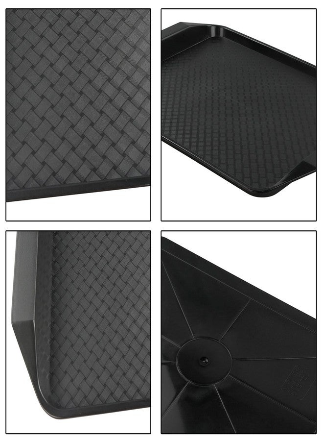Vababa Black Plastic Fast Food Serving Trays, 4-Pack, 16.8-INCH x 12-INCH - Image 2