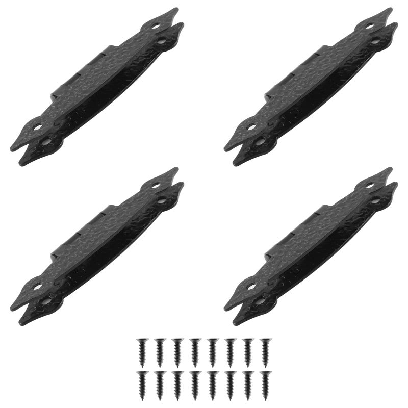 Murtenze 4 Pack 3.5 Inch Black Antique H Hinge Cold Rolled Steel Cabinet Hinge Flat Flush Mount Door Hinges Decorative Hinges for Cabinet Drawer Jewelry Box - Image 2