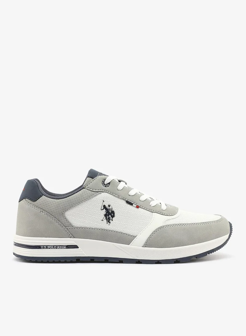 U.S. Polo Assn. white Men's White Low-Top Sneakers - Stylish Casual Shoes with Grey and Tan Accents, Durable and Stylish Casual Footwear for Men | Best Price UAE