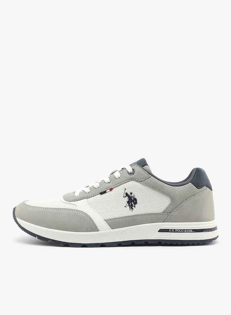 U.S. Polo Assn. white Men's White Low-Top Sneakers - Stylish Casual Shoes with Grey and Tan Accents, Durable and Stylish Casual Footwear for Men | Best Price UAE