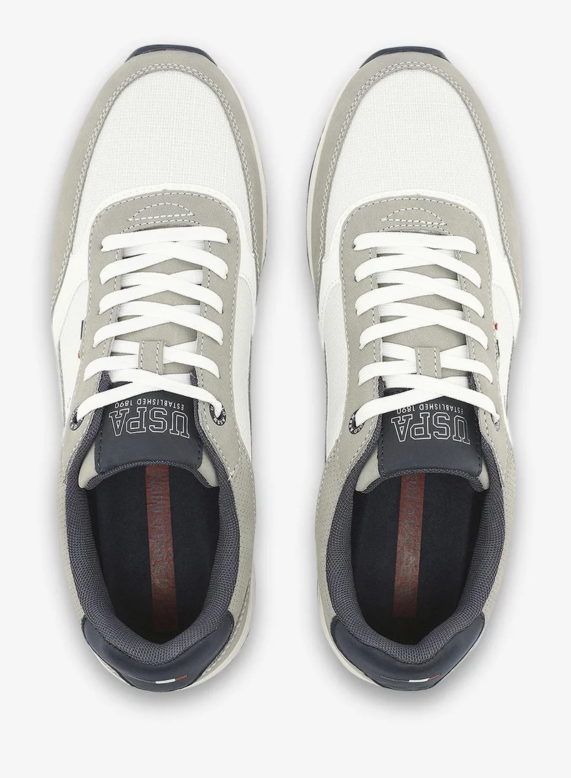U.S. Polo Assn. white Men's White Low-Top Sneakers - Stylish Casual Shoes with Grey and Tan Accents, Durable and Stylish Casual Footwear for Men | Best Price UAE