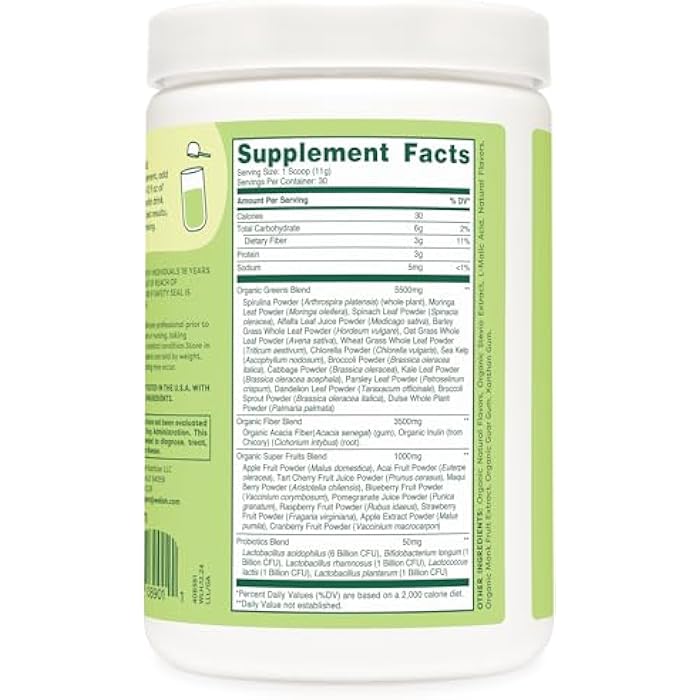Wellah Leaf, Laugh, Love Super Greens Powder (Green Apple) 30 Servings - Superfood Supplement Drink Mix - Image 4