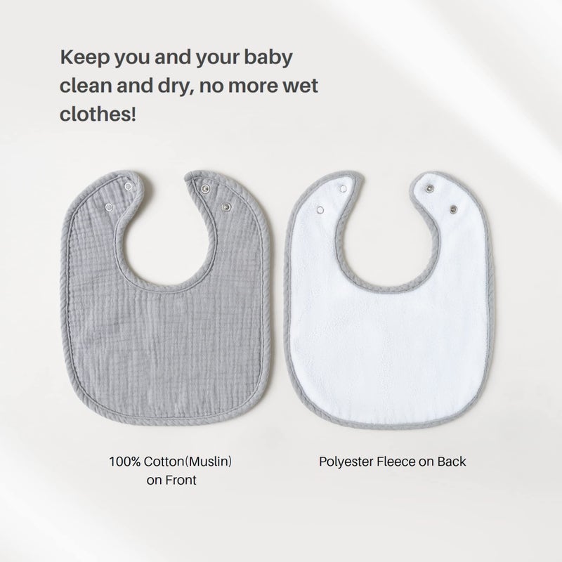 Konssy 6-Pack Muslin Baby Bibs for Boys & Girls, Soft Cotton Absorbent Bandana Drool Bibs for Drooling & Teething - Image 3