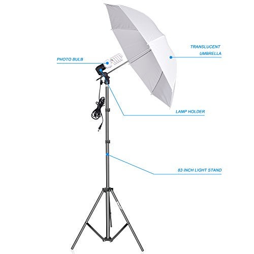 EMART Photography Umbrella Lighting Kit, 400W 5500K Photo Portrait Continuous Reflector Lights for Camera Video Studio Shooting Daylight (2 Packs) - Image 2